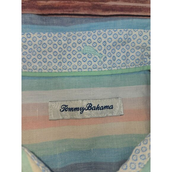 Tommy Bahama Mens Linen Striped Long Sleeve Shirt Large - Picture 5 of 7